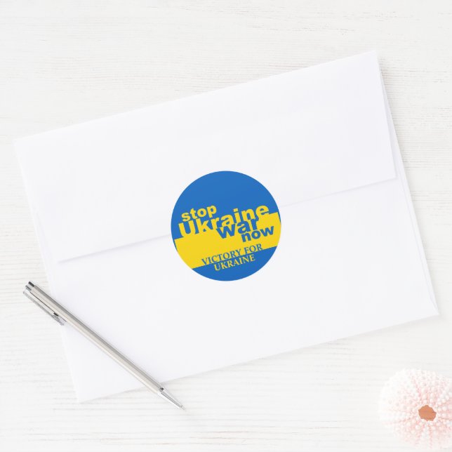 Stop Ukraine War Now Flag Victory for Ukraine Classic Round Sticker (Envelope)