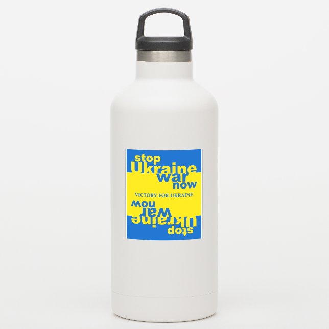 Stop Ukraine War Now Flag Victory for Ukraine Text (Waterbottle)