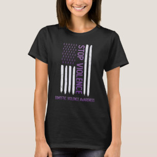 Stop Violence American USA Flag Domestic Violence T-Shirt