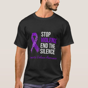 Stop Violence End Silence Purple Domestic Violence T-Shirt