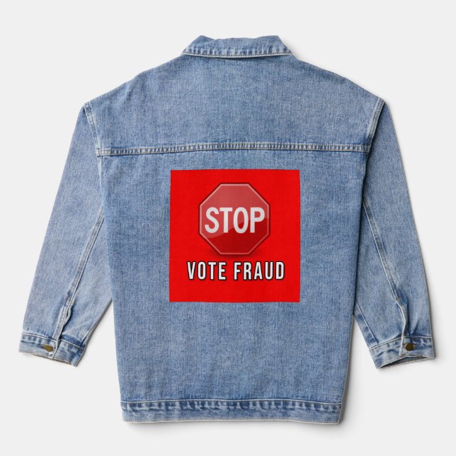 Stop Vote Fraud Denim Jacket (Back)