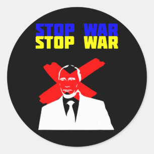 Stop War Anti Putin Face Ukrainian Flag  Classic Round Sticker