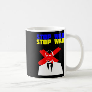 Stop War Anti Putin Face Ukrainian Flag  Coffee Mug