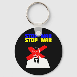 Stop War Anti Putin Face Ukrainian Flag  Key Ring