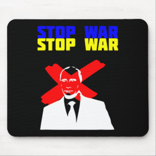 Stop War Anti Putin Face Ukrainian Flag Mouse Mat
