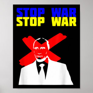 Stop War Anti Putin Face Ukrainian Flag  Poster