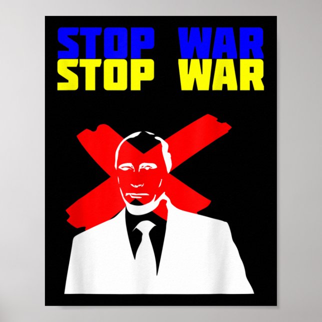 Stop War Anti Putin Face Ukrainian Flag  Poster (Front)