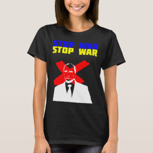 Stop War Anti Putin Face Ukrainian Flag T-Shirt