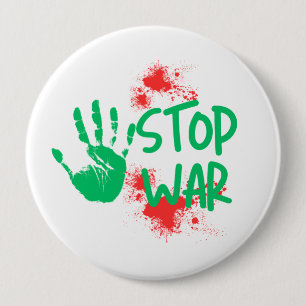 Stop War – Bold Handprint Anti-War Graphic Design 10 Cm Round Badge