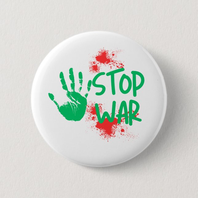 Stop War – Bold Handprint Anti-War Graphic Design 6 Cm Round Badge (Front)
