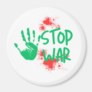Stop War – Bold Handprint Anti-War Graphic Design Magnet