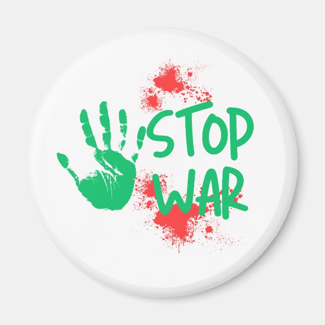 Stop War – Bold Handprint Anti-War Graphic Design Magnet (Front)