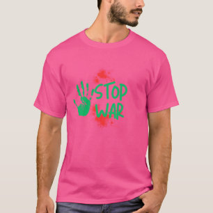 Stop War  Bold Handprint Anti-War Graphic Design T-Shirt
