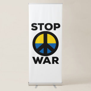 Stop War Flag of Ukraine Retractable Banner