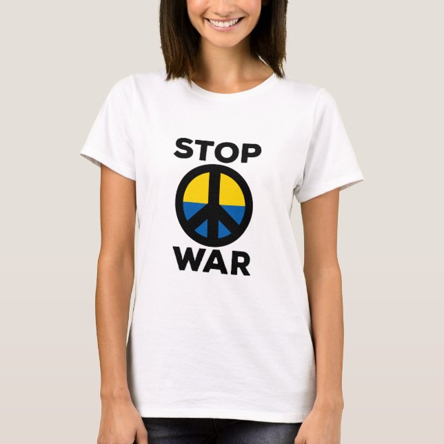 Stop War Flag of Ukraine T-Shirt (Front)