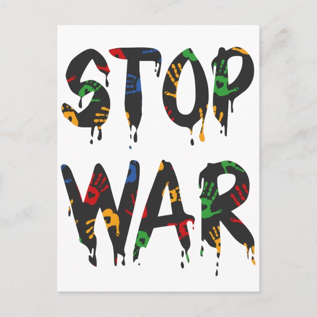 Stop War Heart Handprint, Pray for Ukraine Postcard (Front)