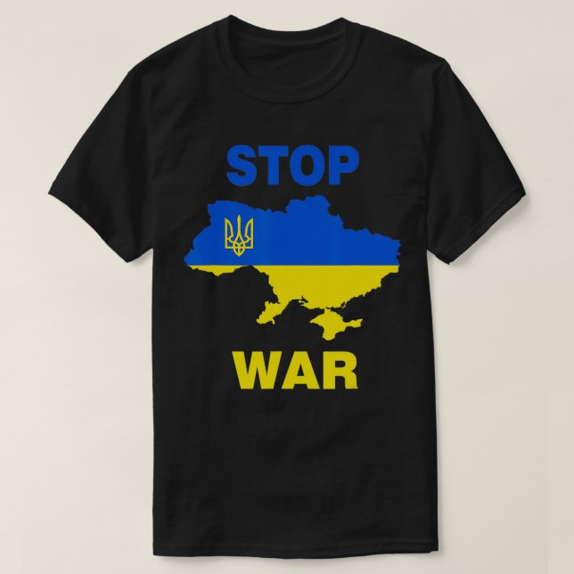 Stop War I Stand With Ukraine Flag Support Ukraine T-Shirt (Design Front)