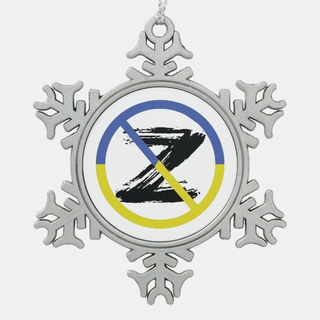 Stop war in Ukraine Throw Pillow Snowflake Pewter Christmas Ornament (Front)