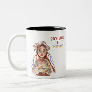 stop war in Ukraine Two-Tone Coffee Mug