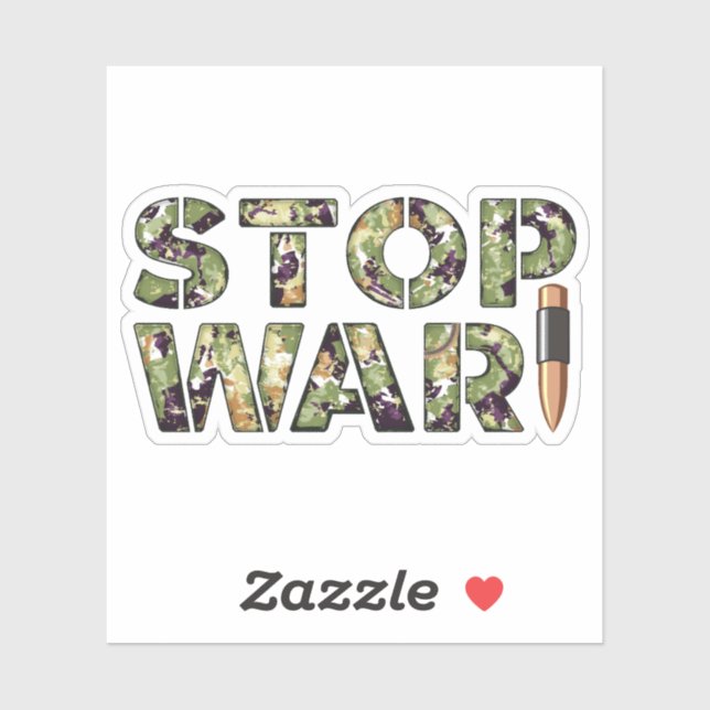 Stop War Message in Camouflage Text with Bullet (Sheet)