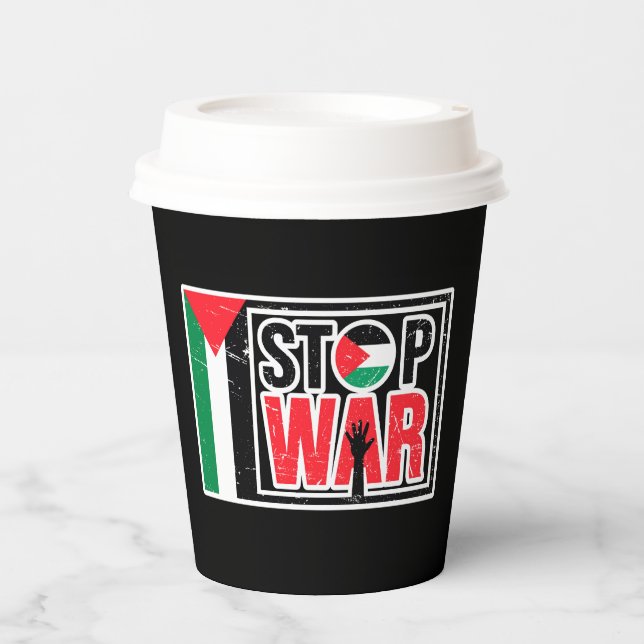 Stop War - Palestinian Lives Matter - Freedom Free Paper Cups (Front)