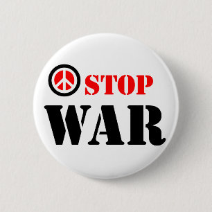 Stop war slogan 6 cm round badge
