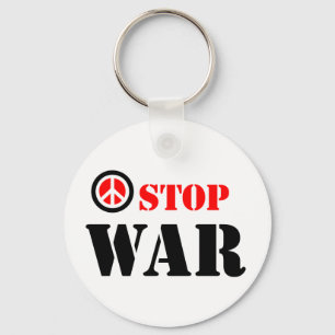 Stop war slogan key ring