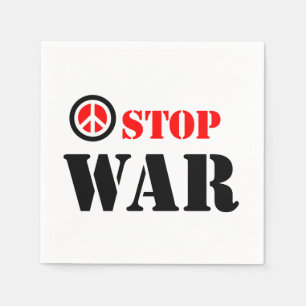 Stop war slogan napkin