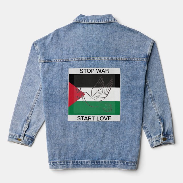 STOP WAR START LOVE DENIM JACKET (Back)