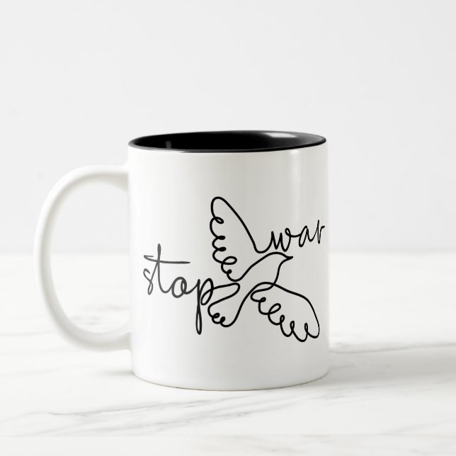 Stop War Two-Tone Coffee Mug (Left)