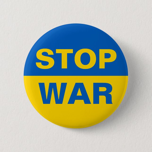 Stop War Ukraine Ukrainian 6 Cm Round Badge (Front)