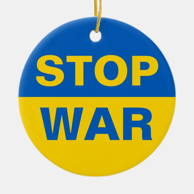 Stop War Ukraine Ukrainian Ceramic Tree Decoration (Front)