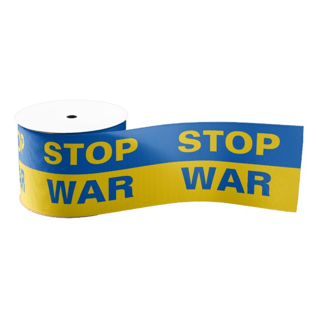 Stop War Ukraine Ukrainian Grosgrain Ribbon (Spool)