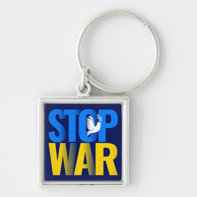Stop War with Dove Symbol Keychain (Front)