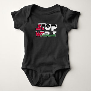 Stop Wars Palestine Flag text Typography design Baby Bodysuit