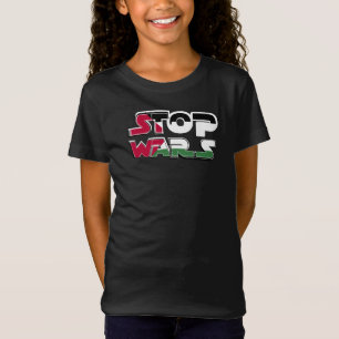 Stop Wars Palestine Flag text Typography design T-Shirt