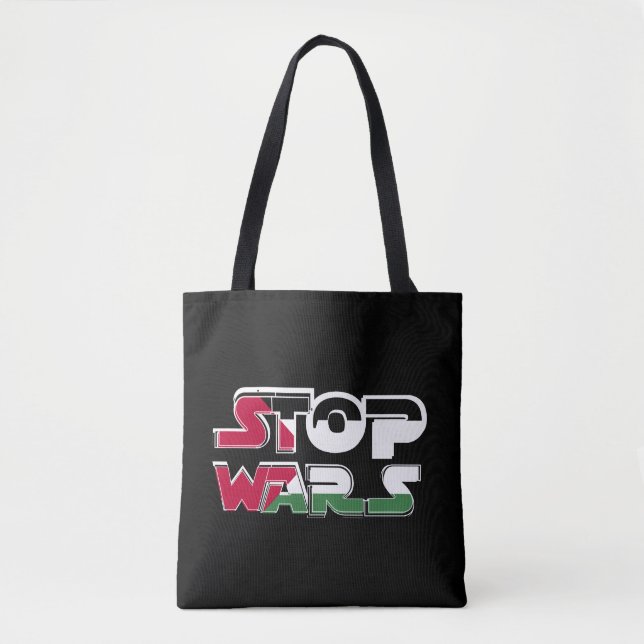Stop Wars Palestine Flag text Typography design Tote Bag (Front)