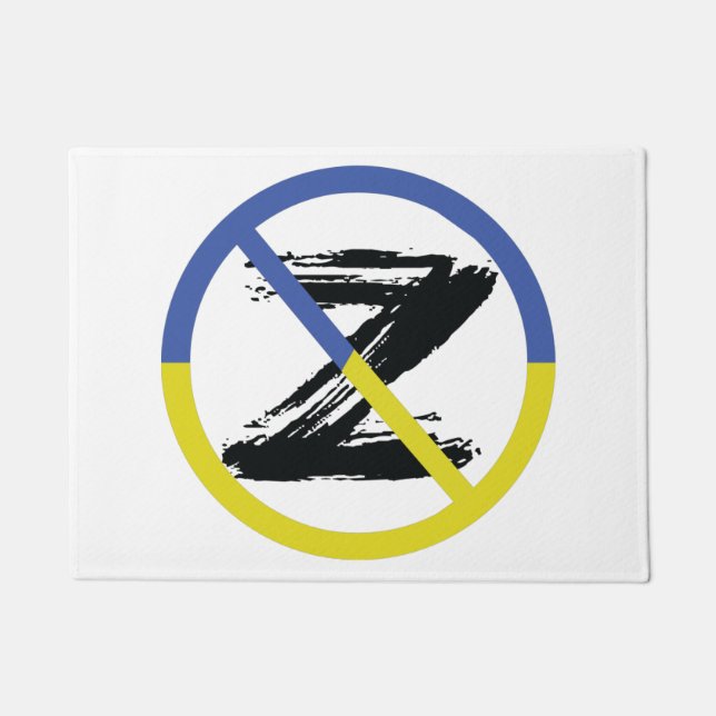 Stop was Throw Pillow in Ukraine Doormat (Front)