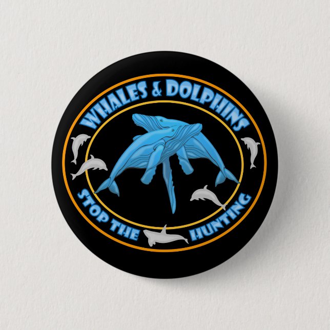 Stop Whale Hunting 6 Cm Round Badge (Front)