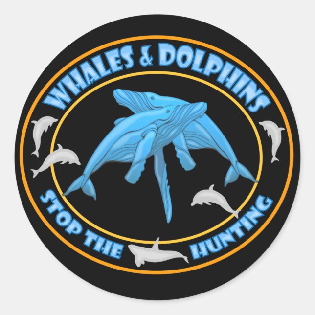 Stop Whale Hunting Classic Round Sticker (Front)