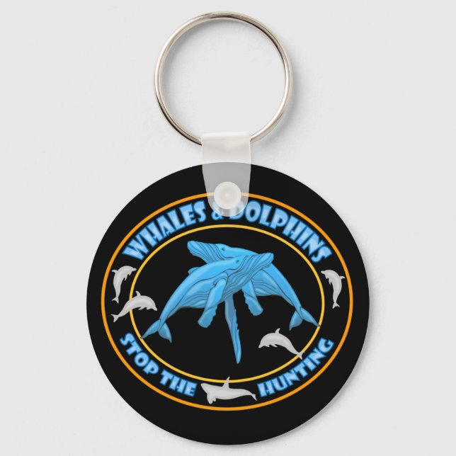 Stop Whale Hunting Key Ring (Front)