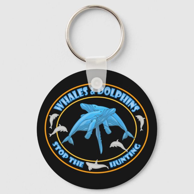 Stop Whale Hunting Key Ring (Front)