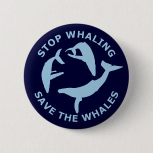 Stop Whaling, Save The Whales 6 Cm Round Badge