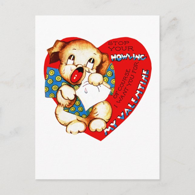 Stop Your Howling Valentine Holiday Postcard (Front)