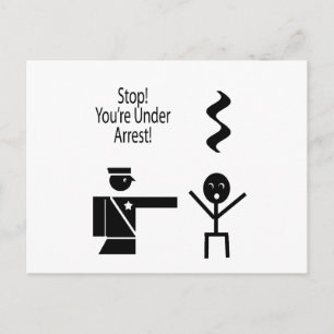 stop youre under arrest music humour 2 postcard