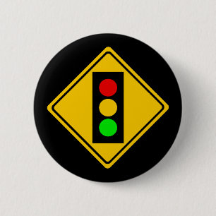 Stoplight Ahead 6 Cm Round Badge