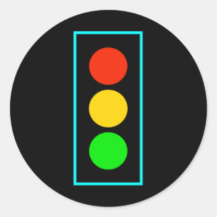 Stoplight with Light Blue Border Classic Round Sticker