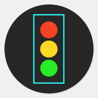 Stoplight with Light Blue Border Classic Round Sticker