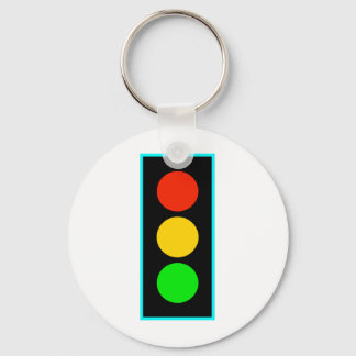 Stoplight with Light Blue Border Key Ring