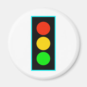 Stoplight with Light Blue Border Magnet
